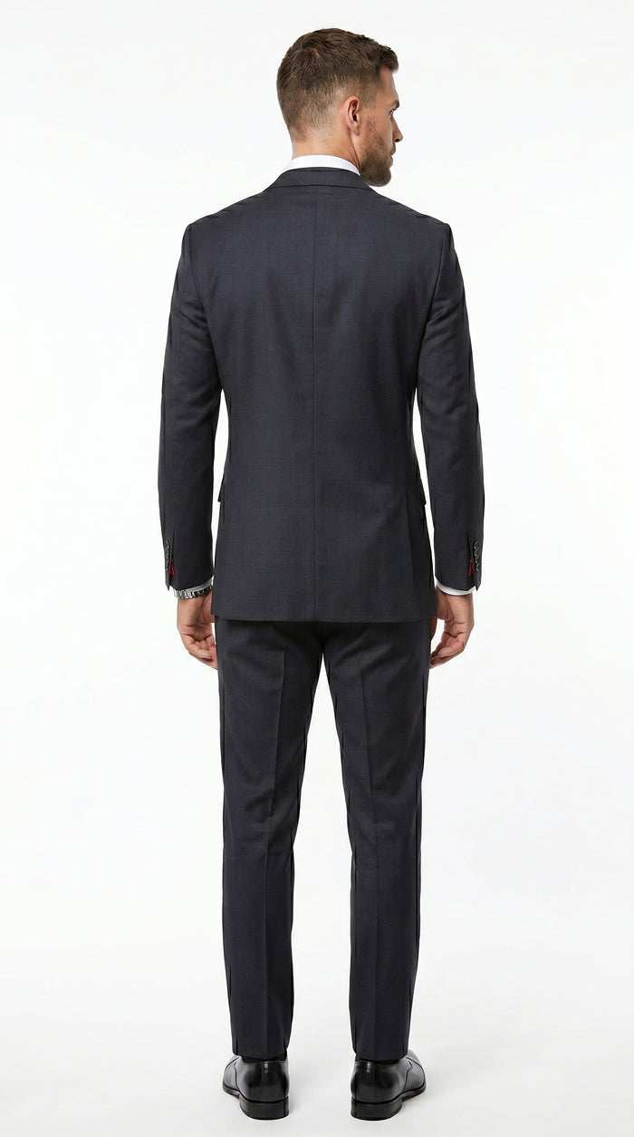Men’s Black 3 Piece Vested Suit with 2 Button Jacket, Formal Wedding Business Suit
