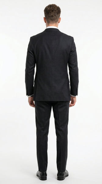 Men’s Black Classic Fit 3 Piece Suit with Double Breasted Vest and Pleated Pants