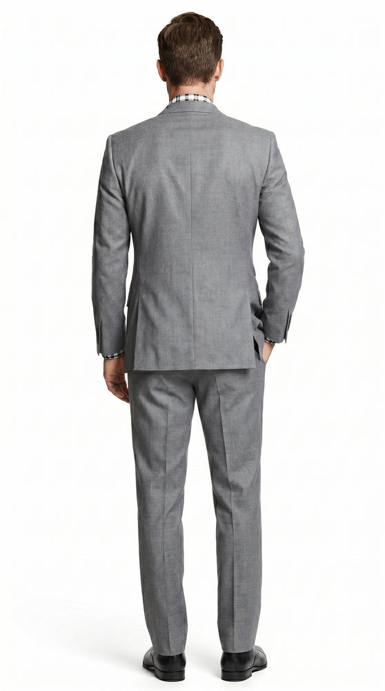 Men’s Light Grey 3 Piece Suit with Double Breasted Vest and Pleated Pants