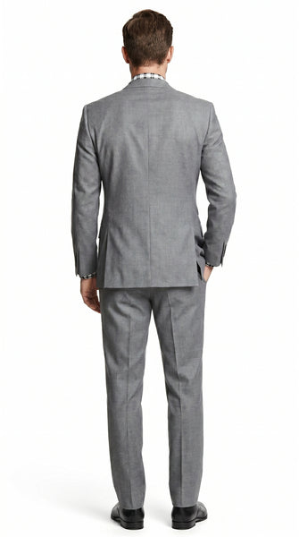 Men’s Light Grey 3 Piece Suit with Double Breasted Vest and Pleated Pants