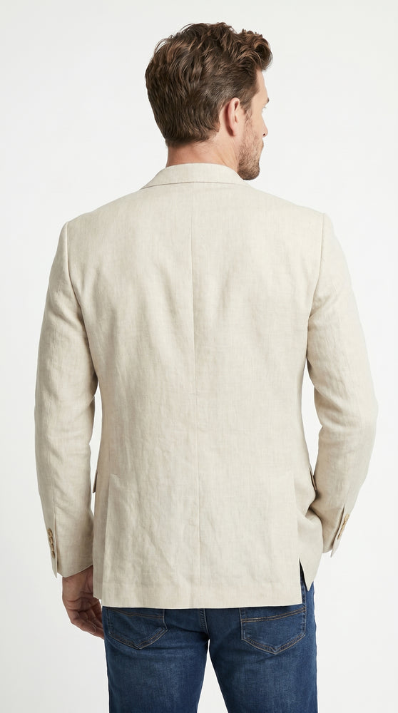 Men’s Cream Linen Blazer Big and Tall, Lightweight Summer Sport Coat for Dress Casual Wear