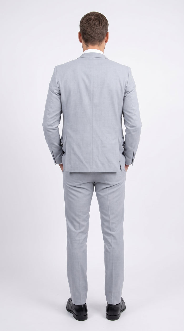 Men's Zegarie Light Grey 3-Piece Suit – One-Button Notch Lapel Jacket with Matching Vest and Pants for Weddings, Prom & Business