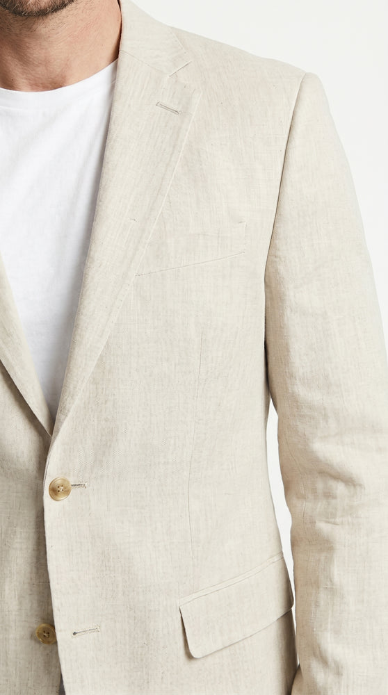 Men’s Cream Linen Blazer Big and Tall, Lightweight Summer Sport Coat for Dress Casual Wear