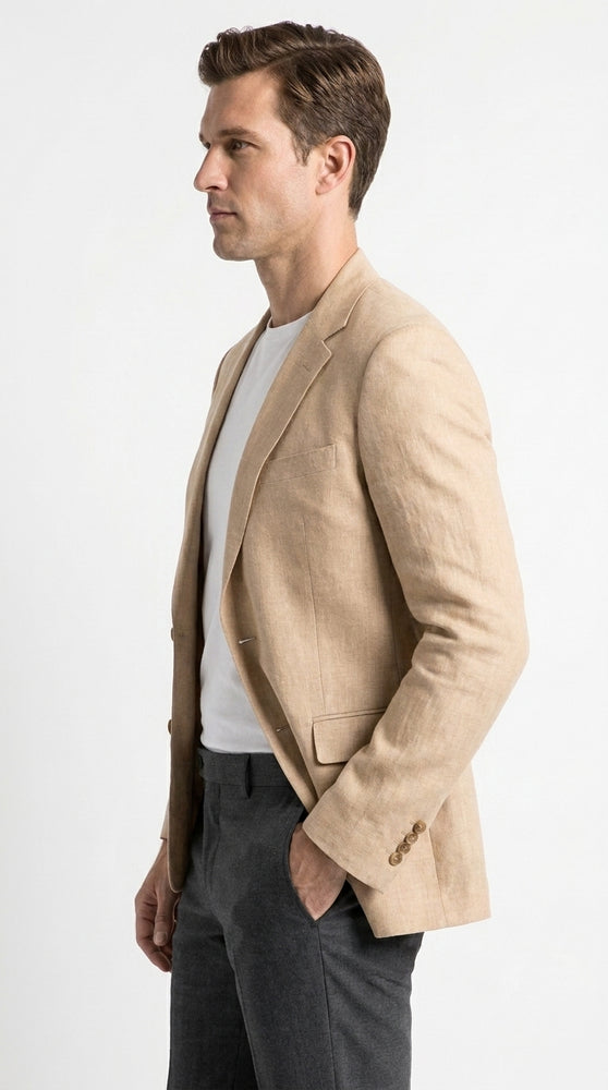 Men’s Tan Sport Coat, Beige Summer Blazer for Wedding Business and Casual Events
