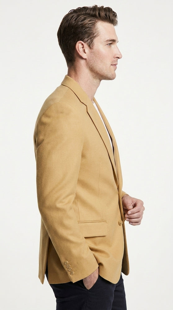 Men’s Gold Blazer – Classic Two-Button Dinner Jacket for Weddings, Parties and Formal Events