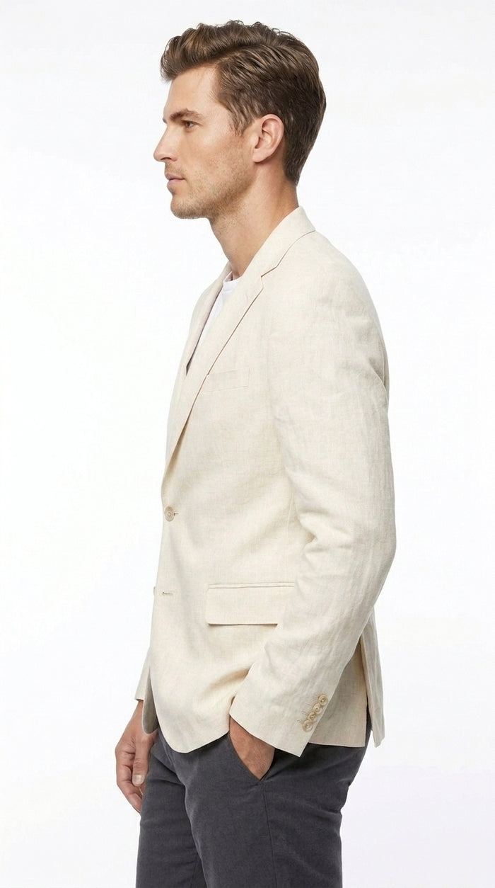 Men’s Ivory Cream 2 Button Blazer, Off White Sport Coat and Dinner Jacket for Formal Events