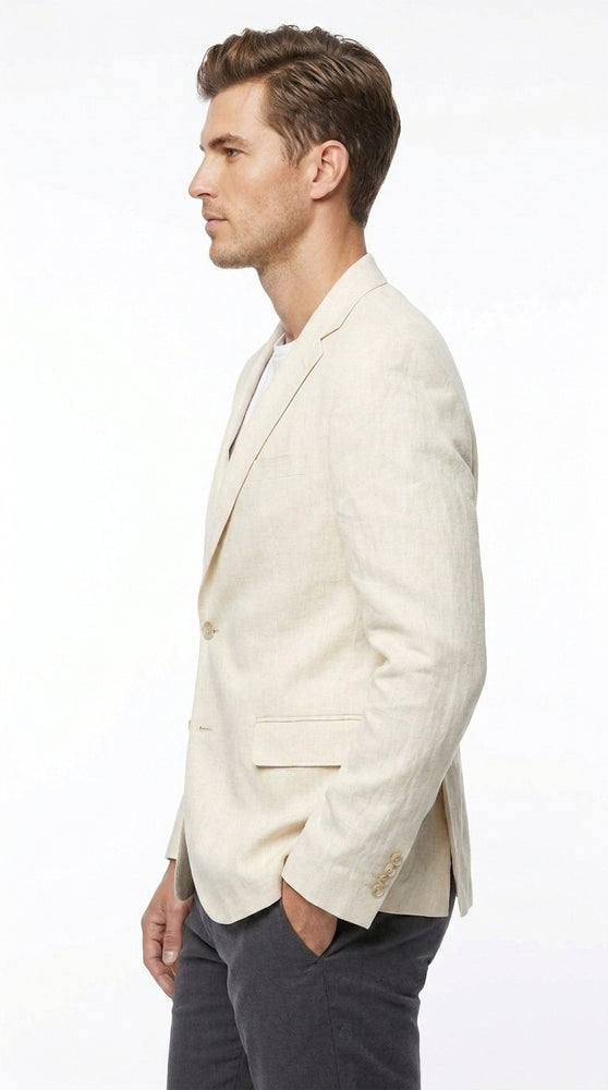 Men’s Ivory Cream 2 Button Blazer, Off White Sport Coat and Dinner Jacket for Formal Events
