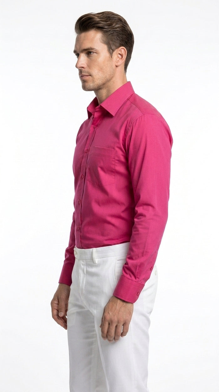 Men’s Basic Dress Shirt, 65% Polyester 35% Cotton Regular Collar Shirt in 34 Colors