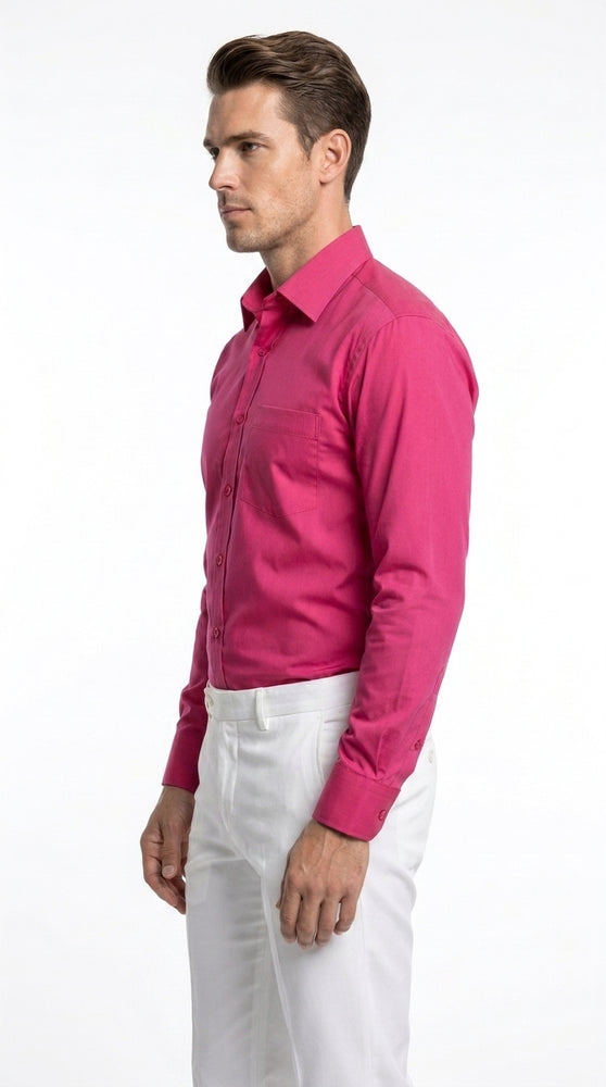 Men’s Basic Dress Shirt, 65% Polyester 35% Cotton Regular Collar Shirt in 34 Colors
