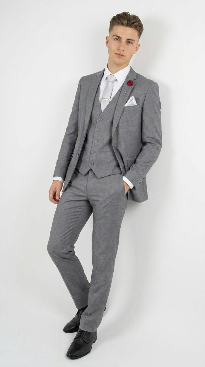 Boys and Guys Light Grey Graduation Suit with Vest, Formal Dress Suit for Special Occasions