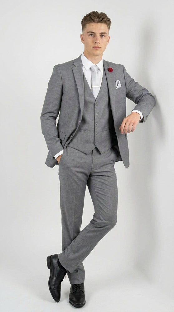 Boys and Guys Light Grey Graduation Suit with Vest, Formal Dress Suit for Special Occasions