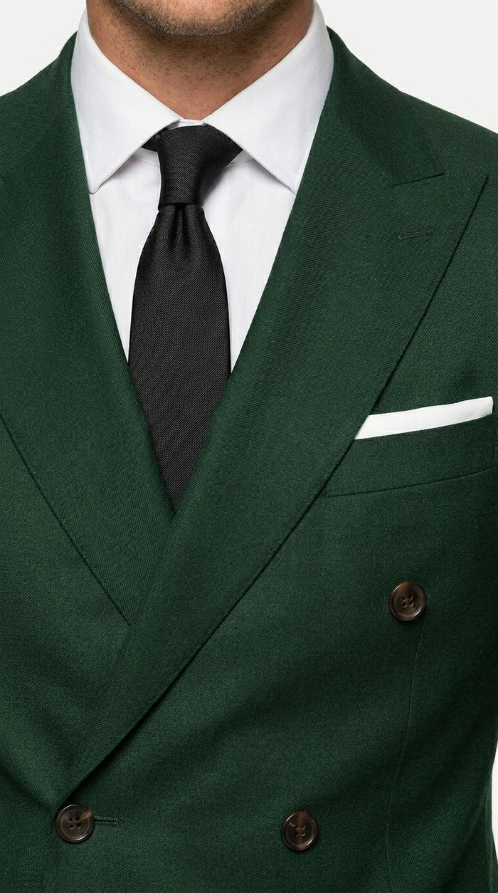 Men’s Olive Green Double Breasted Suit with Gold Buttons, Designer Wool Formal Wedding Business Suit Set