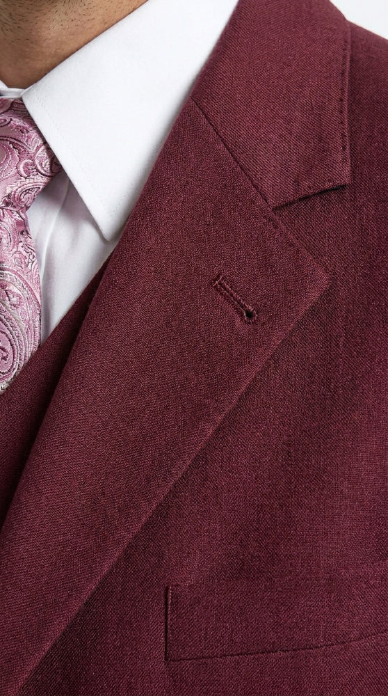 Men’s Burgundy Maroon Zoot Suit with 38 Inch Long Jacket, Wine Color 3 Piece Fashion Suit