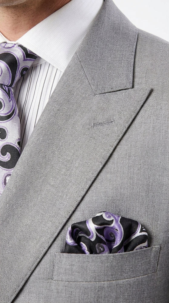 Apollo King Men’s Grey Double Breasted 2 Piece Suit, Pleated Pants Formal Wedding Business Suit Set