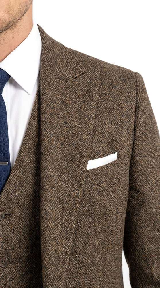 Men’s Brown Tweed Peaky Blinders Suit, Classic Vintage 3 Piece Gentleman’s Dress Suit