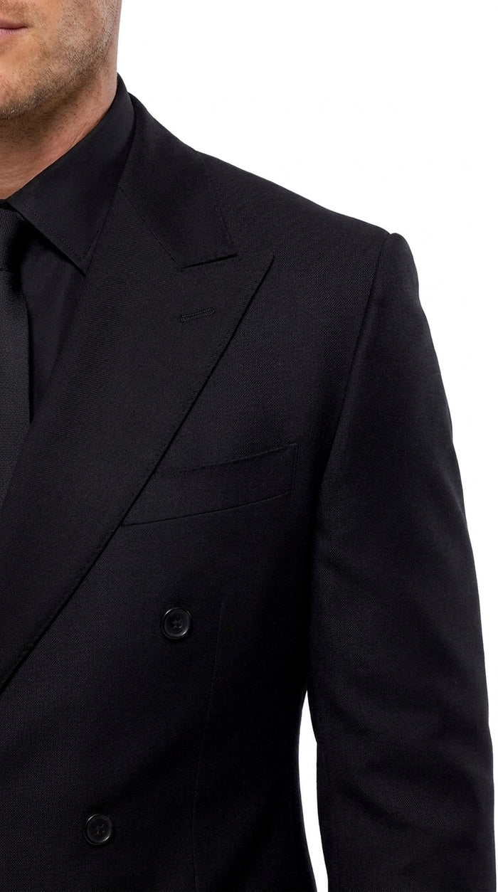 Men’s Black Solid 3 Piece Suit, Classic Formal Wedding Business Dress Suit