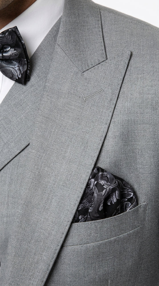 Men’s Big and Tall Classic Gray 3 Piece Suit, Plus Size Peak Lapel Formal Wedding Business Suit