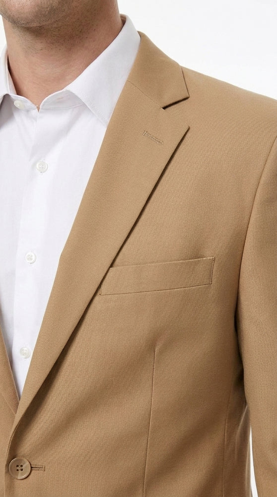 Men’s Khaki Beige 2 Button Business Suit, Camel Bronze Formal Dress Suit for Weddings and Clearance Sale