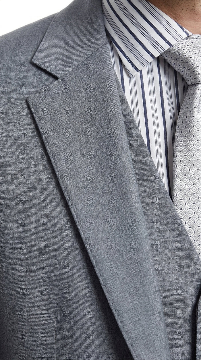 Men’s Mid Gray 3 Piece Suit, Modern Fit 2 Button Vested Formal Wedding Business Suit