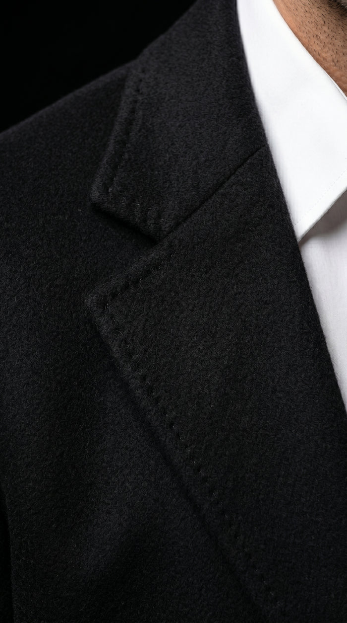 Men’s Black Big and Tall Long Overcoat, Winter Dress Topcoat in 4XL 5XL 6XL