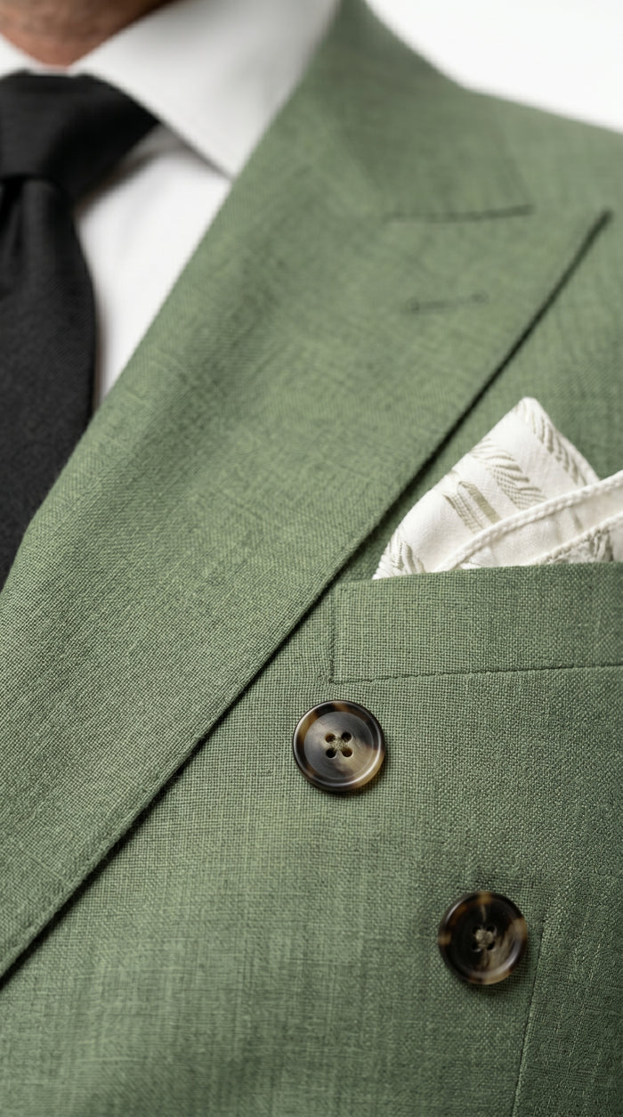 Men’s Sage Green Double Breasted Summer Suit, Lightweight Formal Wedding Dress Suit