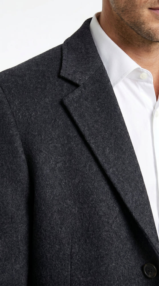 Men’s Black Cashmere Blend Full Length Overcoat, Classic Winter Dress Topcoat