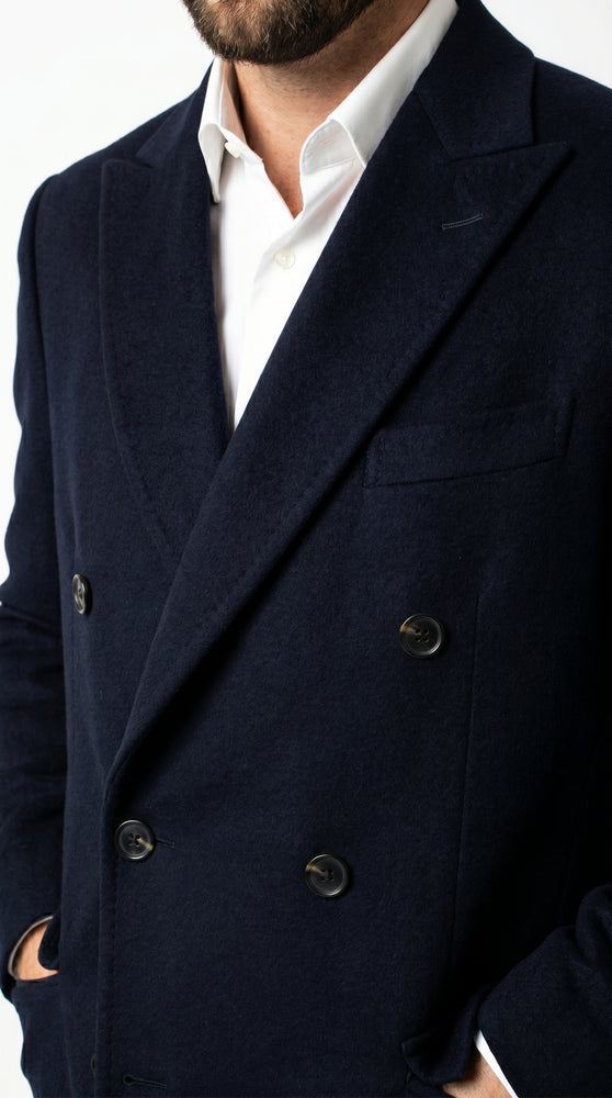 Men’s Black Cashmere Blend Full Length Overcoat, Double Breasted Winter Dress Topcoat