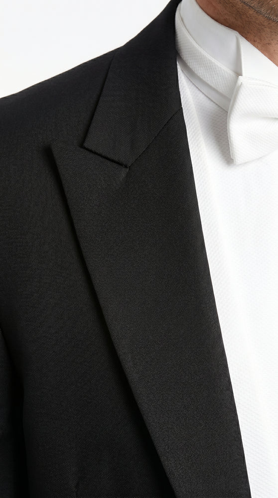 Men’s Black Tailcoat Tuxedo Jacket with Notch Collar, 6 Button Formal Tail Suit