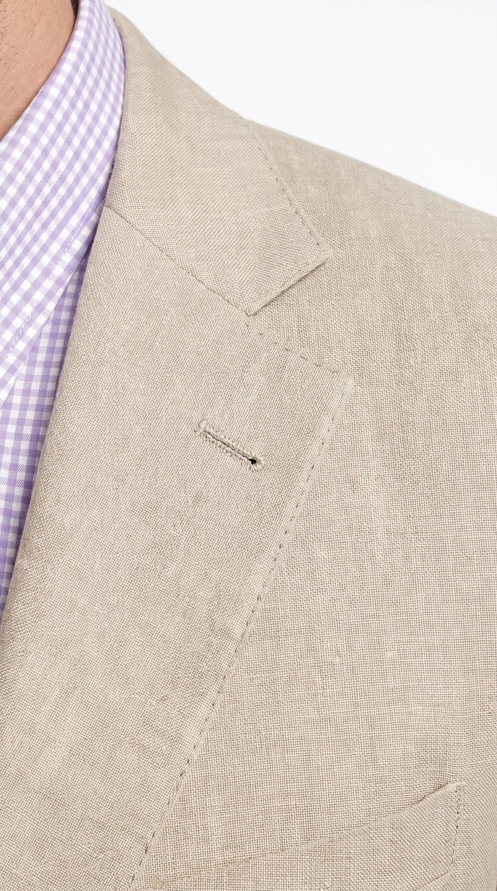 Men’s Beige Natural Big and Tall Linen Suit, Summer Wedding and Business Dress Suit