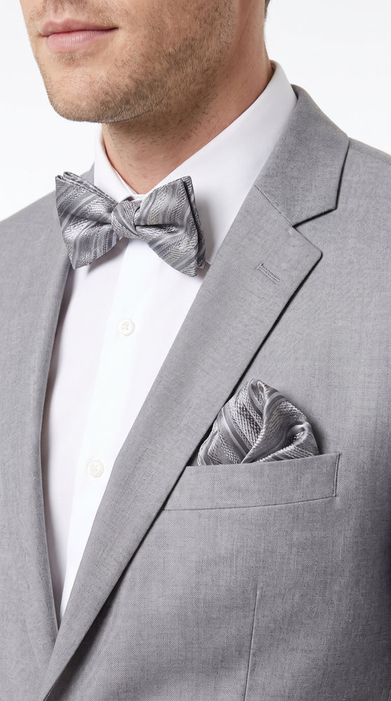 Men’s Silver Grey 2 Button Suit, Solid Light Grey Formal Wedding Business Dress Suit