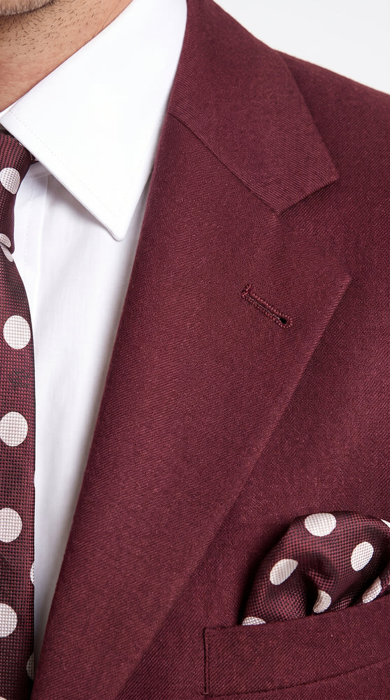 Men’s Burgundy 3 Button Textured Suit, Classic Fit Formal Wedding Business Suit with Pleated Pants