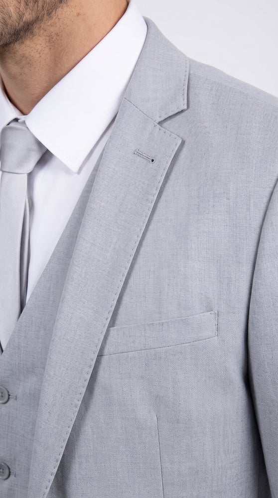 Men's Zegarie Light Grey 3-Piece Suit – One-Button Notch Lapel Jacket with Matching Vest and Pants for Weddings, Prom & Business