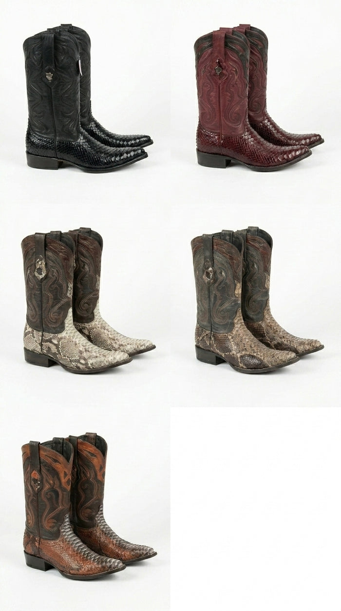 Men’s Wild West Python Skin 3X Toe Boots 29557, Exotic Western Cowboy Dress Boots