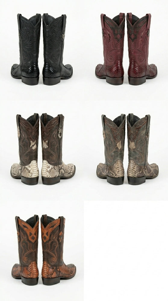 Men’s Wild West Python Skin 3X Toe Boots 29557, Exotic Western Cowboy Dress Boots