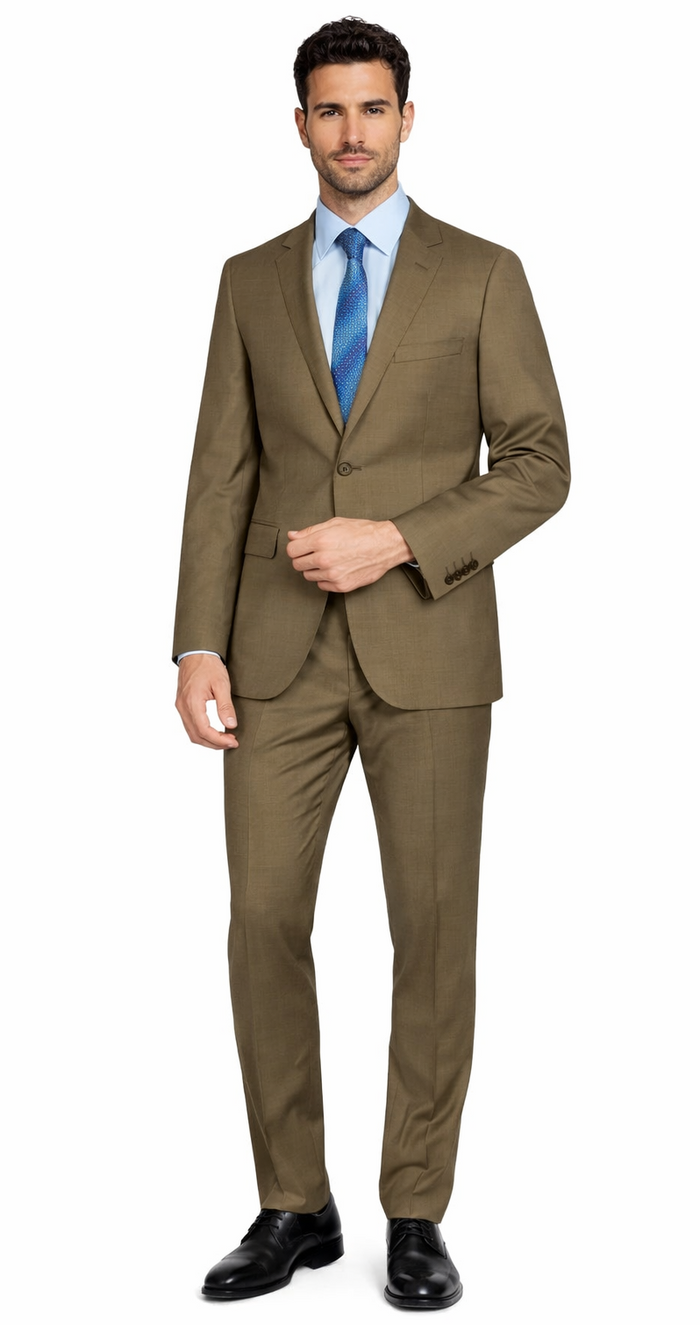Tiglio Camel or Taupe Two-button Wool Suit