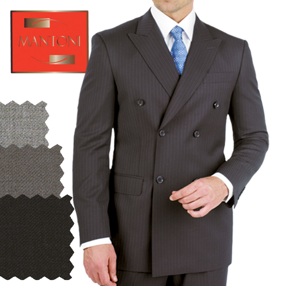 Tiglio Double-Breast Black, Grey, or Navy Wool Suit