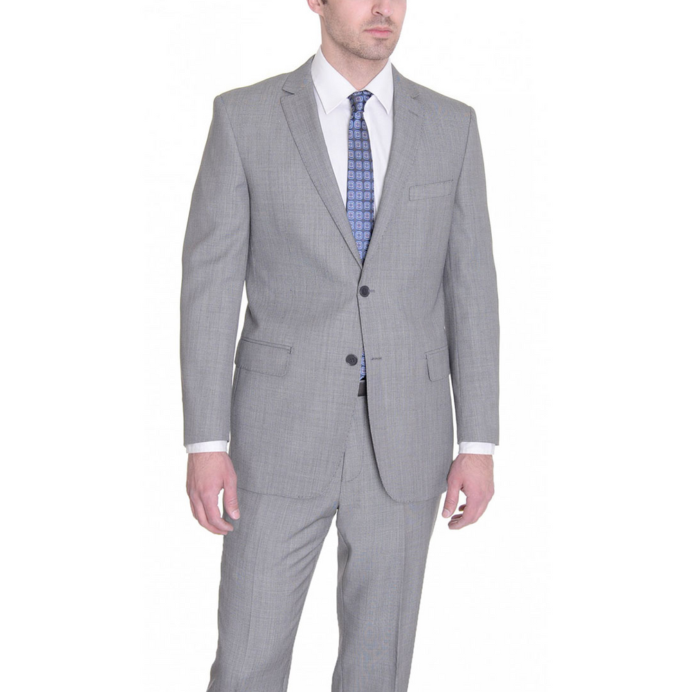 Mantoni Lt. Gray Two-button Wool Suit in Modern or Slim-Fit