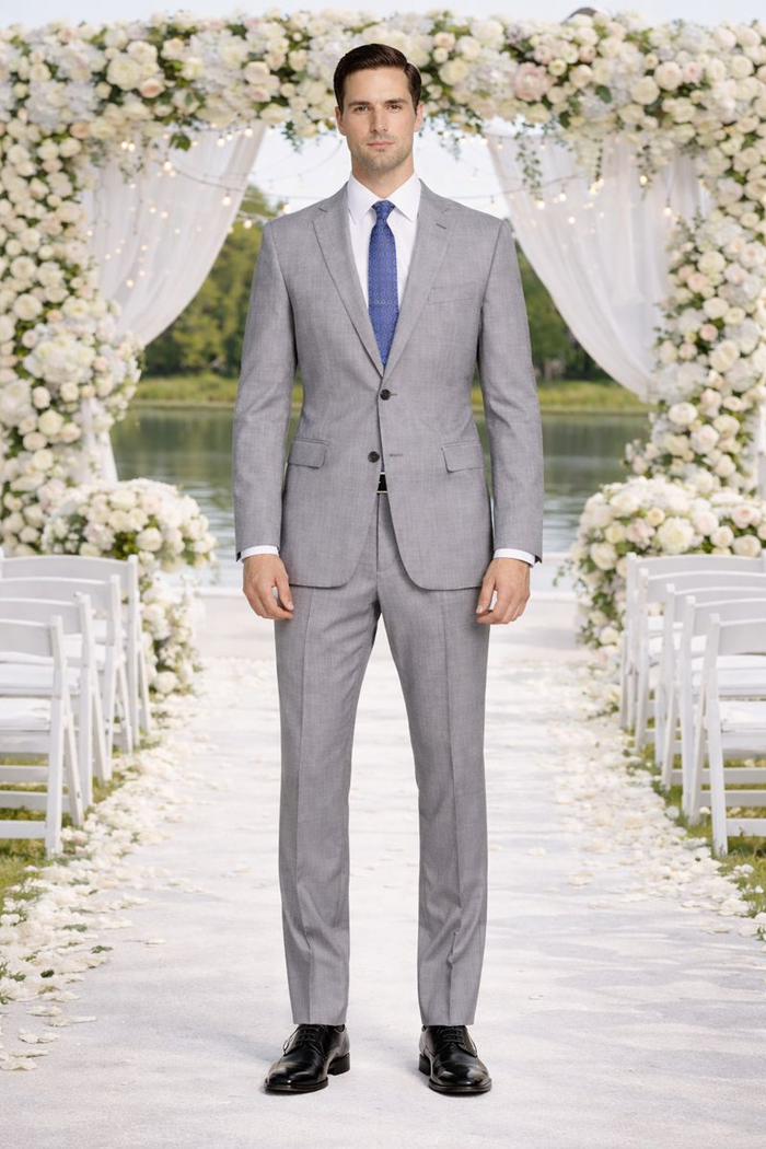 Tiglio Lt. Gray Two-button Wool Suit in Modern or Slim-Fit