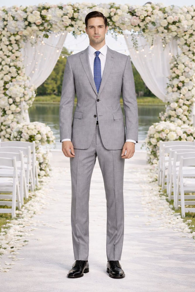 Mantoni Lt. Gray Two-button Wool Suit in Modern or Slim-Fit