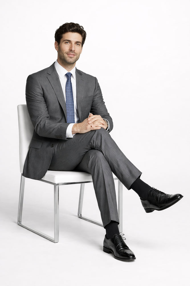 Mens Mantoni Gray Suit – Classic 2 Piece Grey Suit for Wedding, Business and Formal Wear