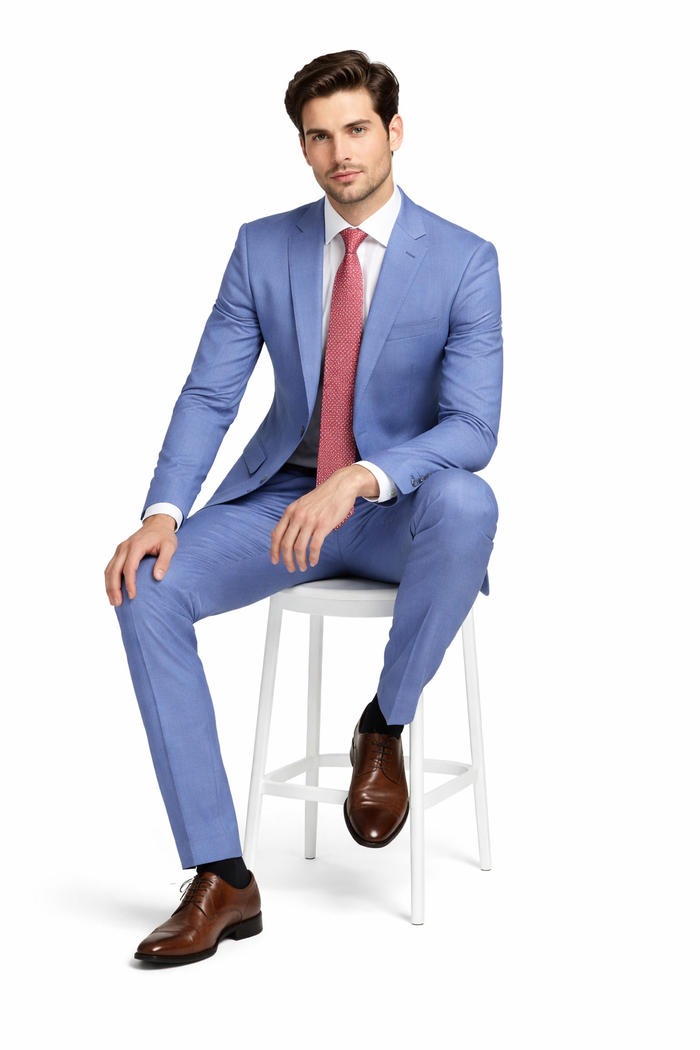 Mens Light Blue Suit Tiglio – Slim Fit Formal Suit for Summer and Weddings