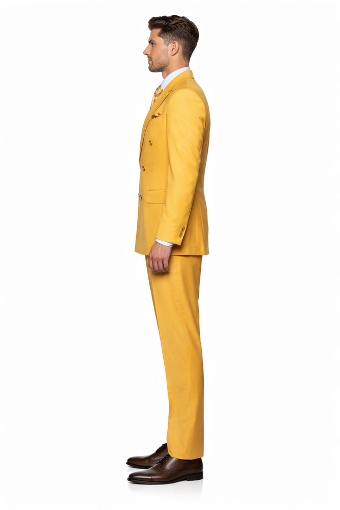 Marigold Monarch Double-Breasted Luxury Suit in Mustard Gold by Rossiman
