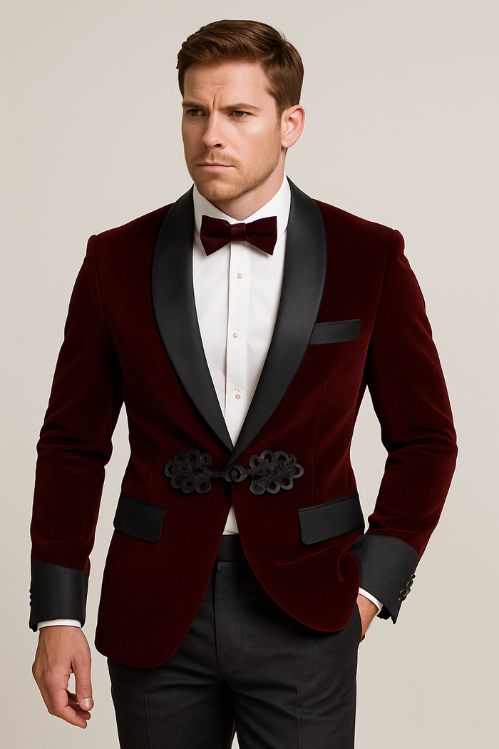 Burgundy ~ Maroon ~ Wine Wedding Blazer ~ Sport Jacket + Matching Bow Burgundy Tuxedo