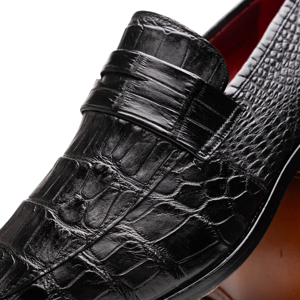 Marco Di Milano Matteo Alligator Penny Loafers Black