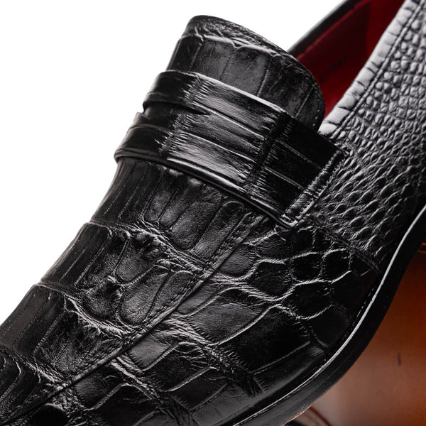 Marco Di Milano Matteo Alligator Penny Loafers Black