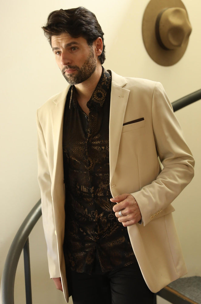 Men’s Beige Date Night Blazer – Tailored Modern Fit Stretch Jacket