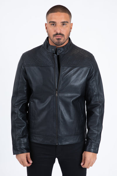 Mens Black leather blazer
