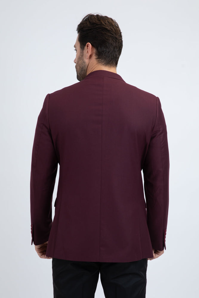 Burgundy Western Cowboy Blazer - Mens Modern Fit Stretch Date Night Burgundy Blazer