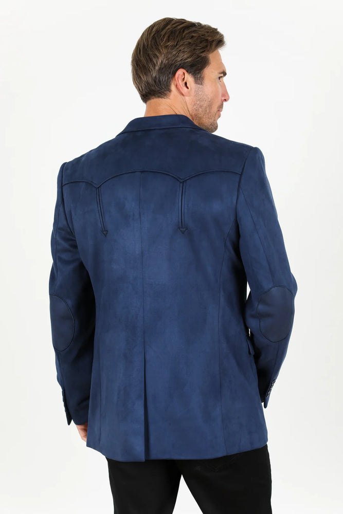 Double Button Suede Western Blazer Navy