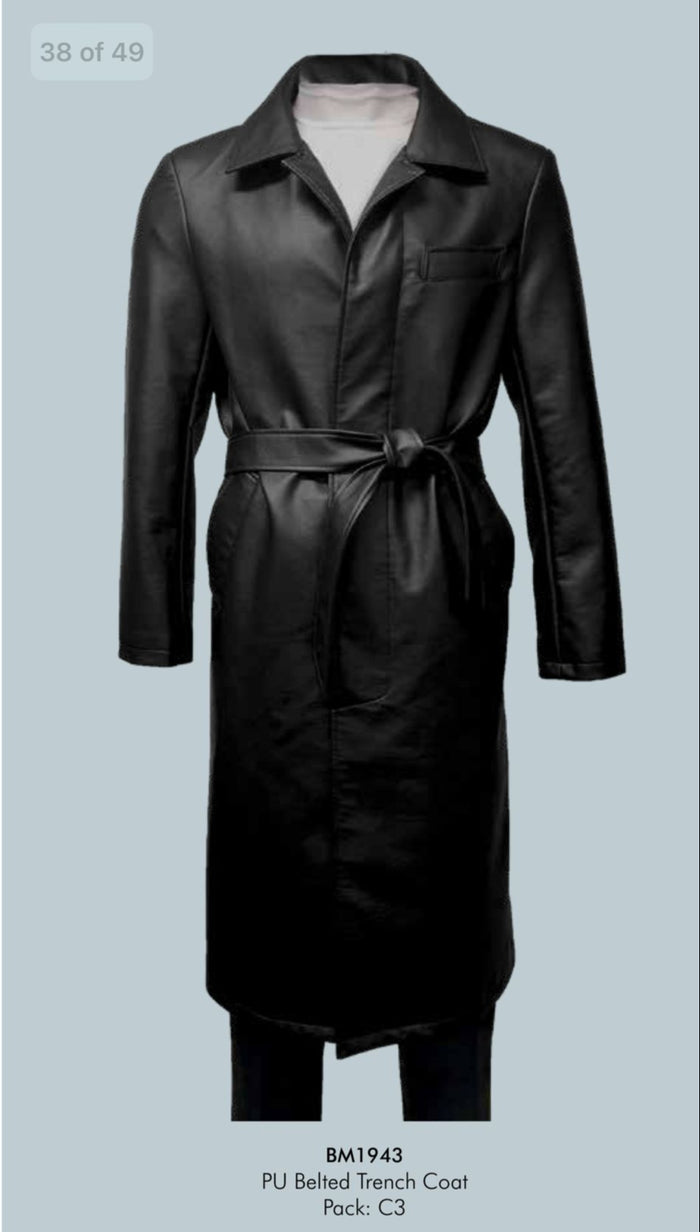 men-s-black-pu-belted-trench-coat